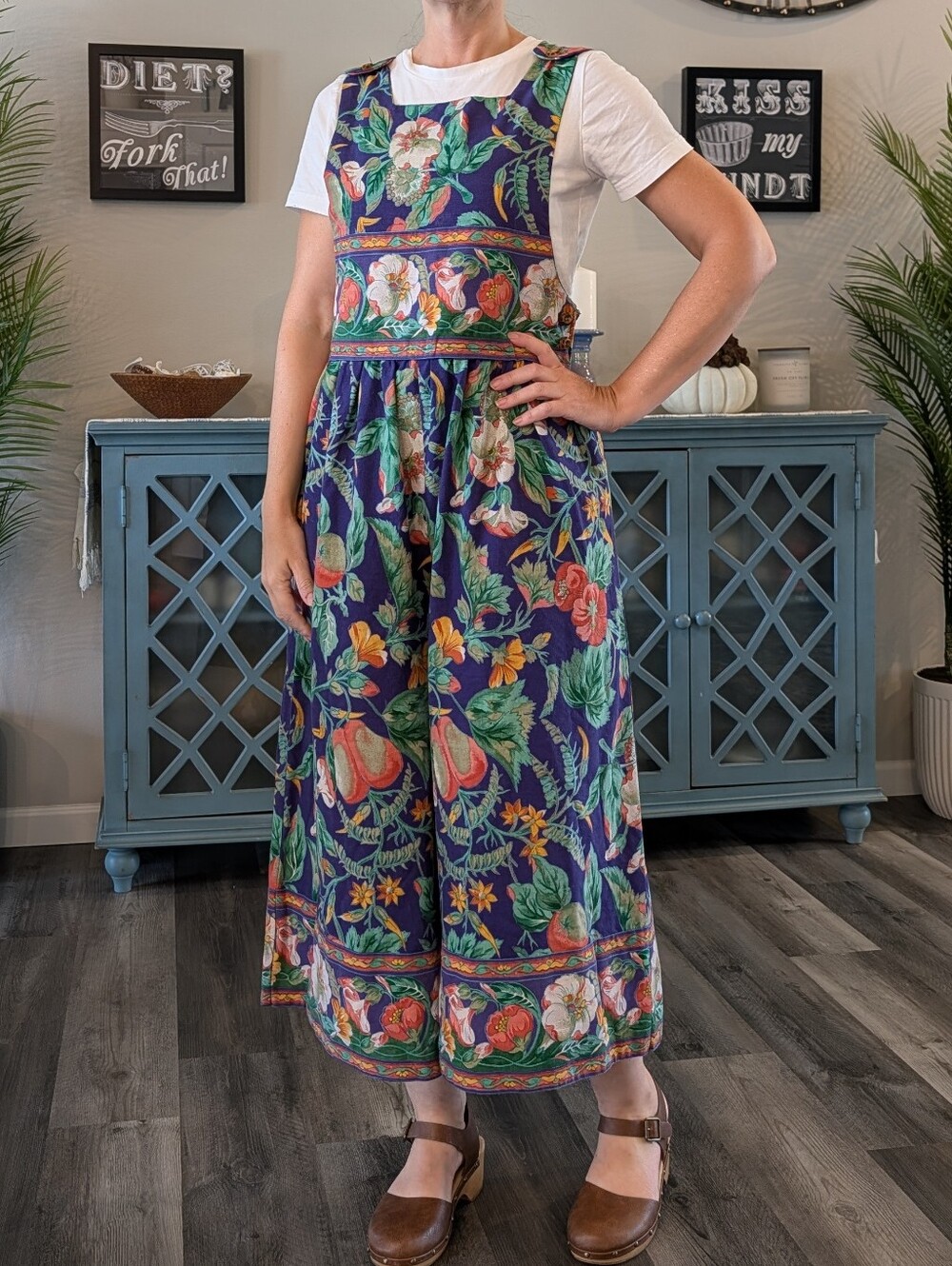WIDE LEG JUMPSUIT made from an april cornell tablecloth S